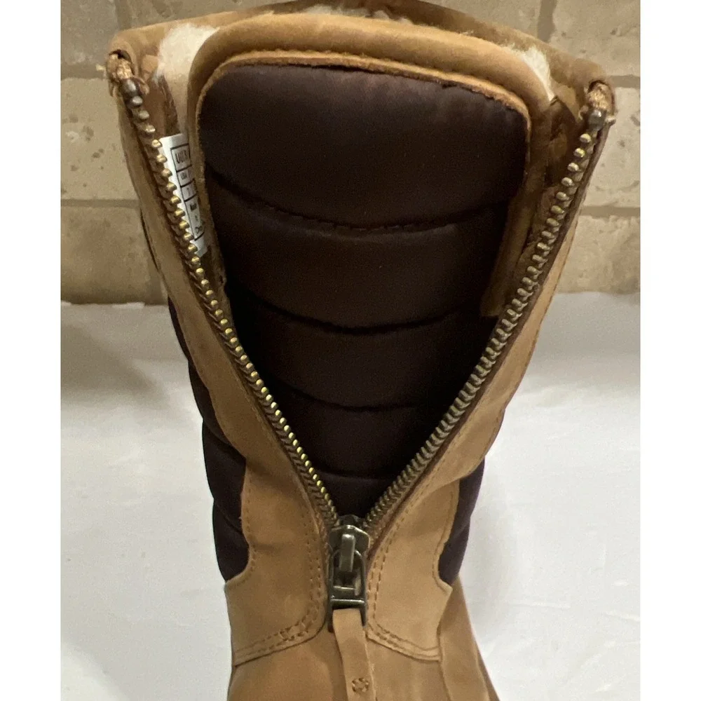 UGG 1013292 Zaire Chestnut Nubuck Nylon Waterproof Front Zip Boots Chestnut 7